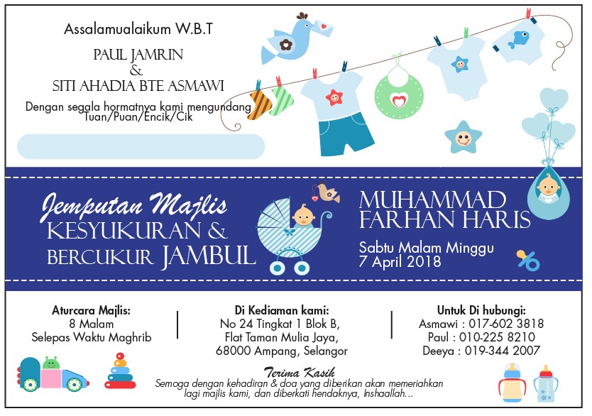 Kad jemputan majlis Aqiqah & etc, Services, Others on Carousell