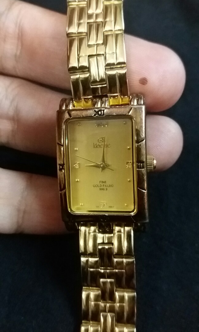 Klaeuse fine gold filled 999.9 quartz watch Women s Fashion