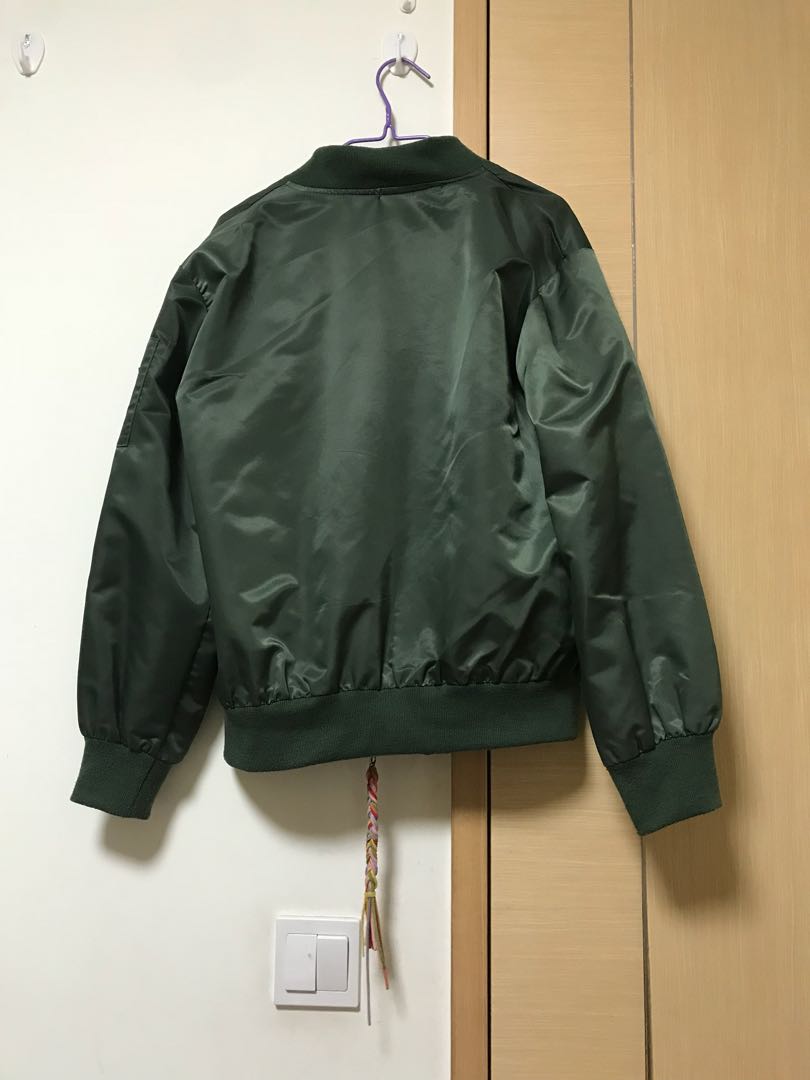 Korean Ulzzang Cute Basic Green Army Green Bomber Jacket