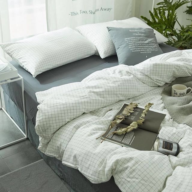 Muji style single bed linen full set, Furniture & Home Living, Home
