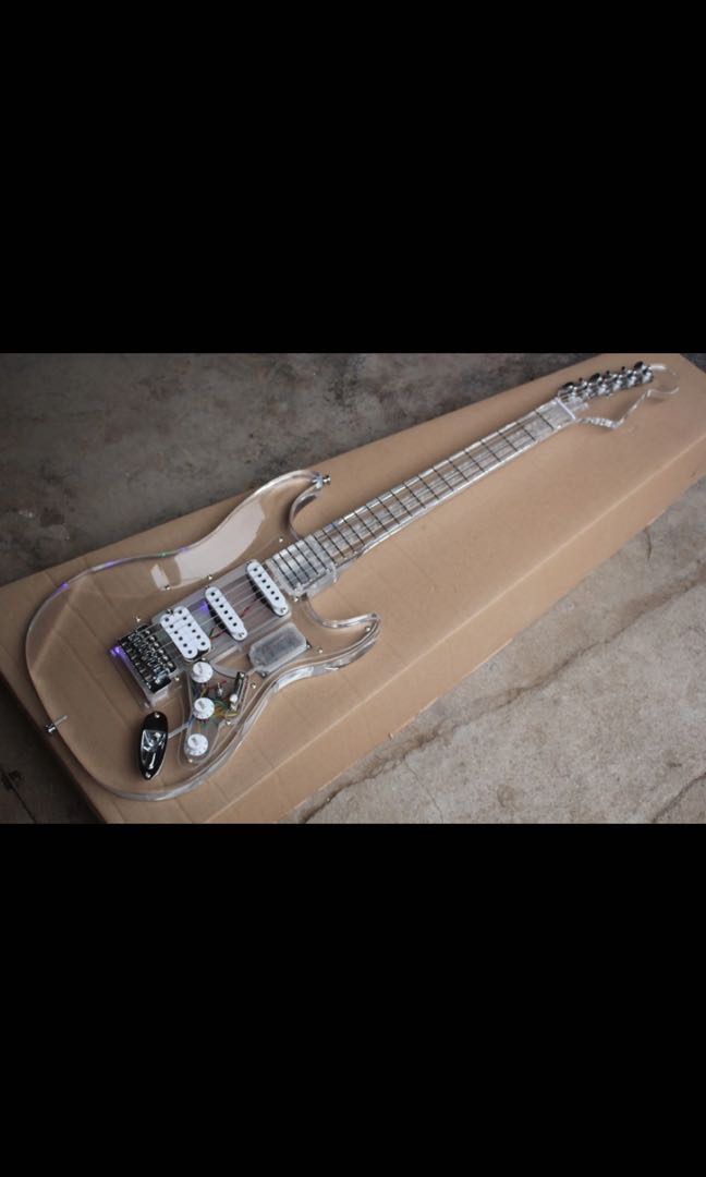 New Arrival Acrylic Body Electric Guitar With Wood Pickguard