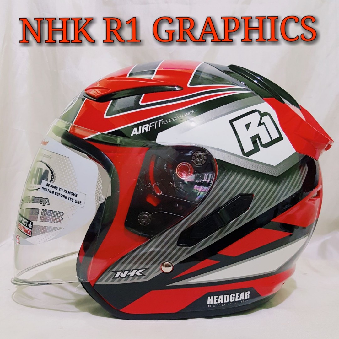 NHK Helmet R1 Red White Graphic Motorcycles Motorcycle