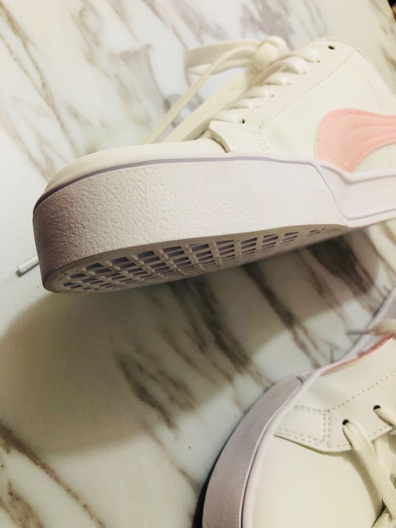 puma smash vulc white pink