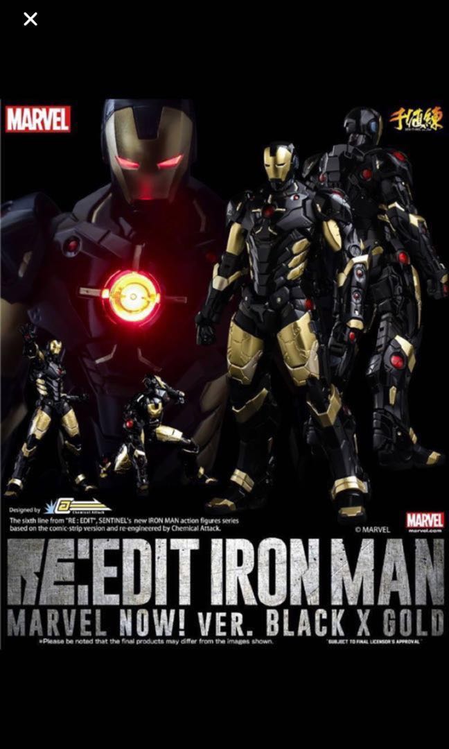 Sale] Sentinel Re:Edit Black X Gold Marvel Now! Iron Man, Hobbies & Toys,  Toys & Games On Carousell