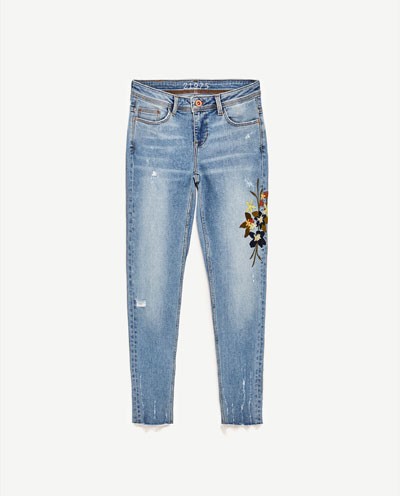zara floral embroidered jeans