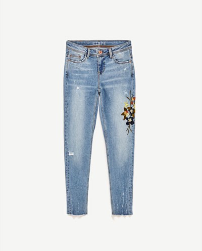 zara floral jeans