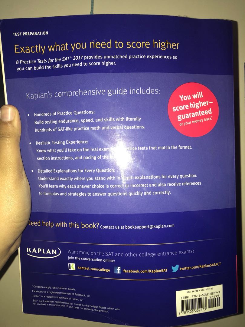 8 Practice Test For The Sat 2017 By Kaplan Buku Alat Tulis
