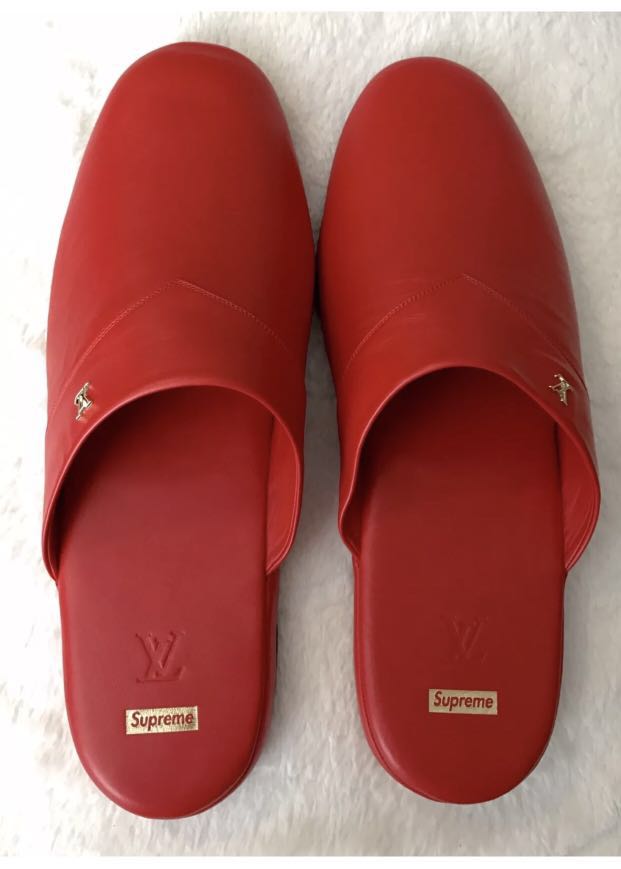 supreme x louis vuitton flip flops