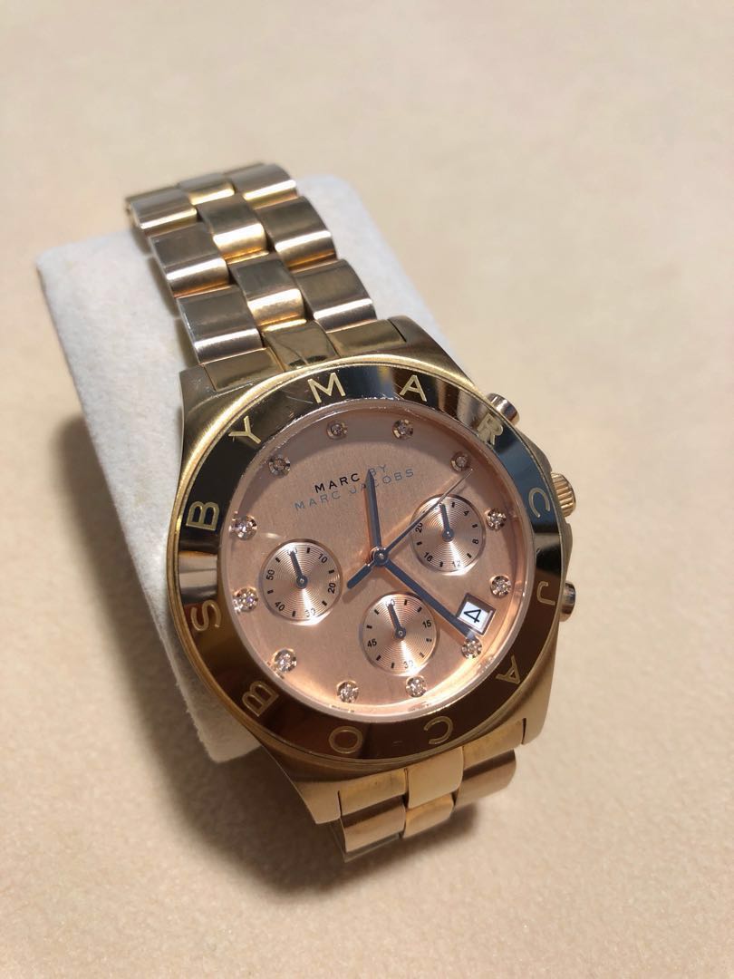 Authentic Marc By Marc Jacobs Watch - MBM3102 (Chronograph Rose Gold Dial  Date Stainless Steel, no box)