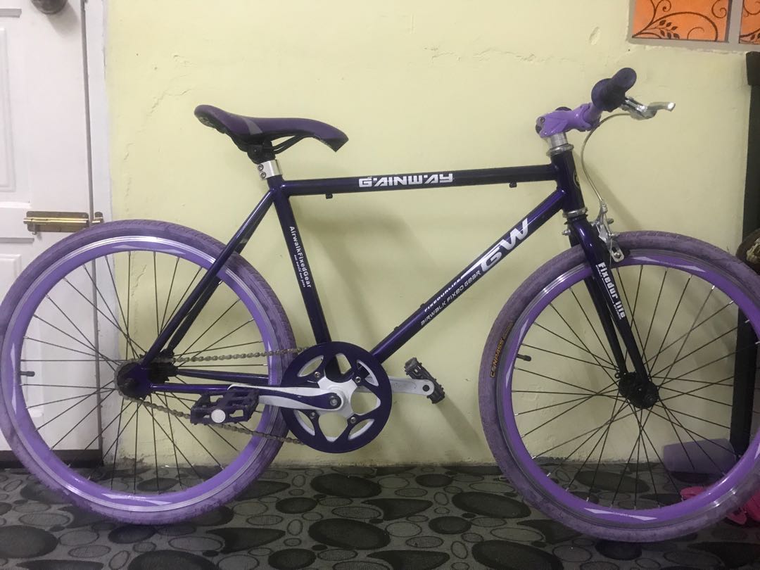 basikal fixie purple