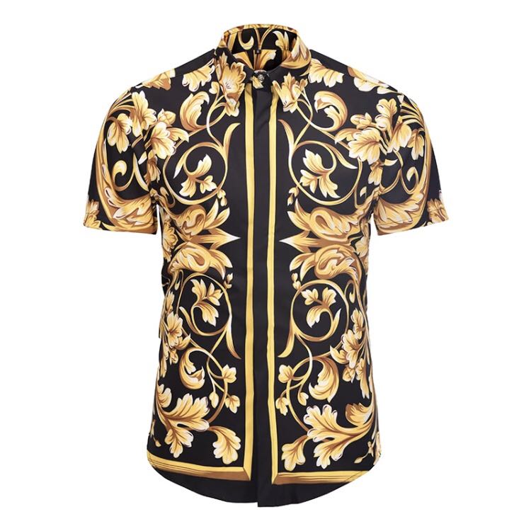 Black and gold short sleeve shirt