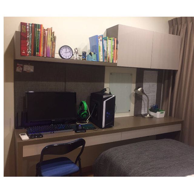 Built on Study Table & Over Hung cabinet, Furniture & Home Living ...