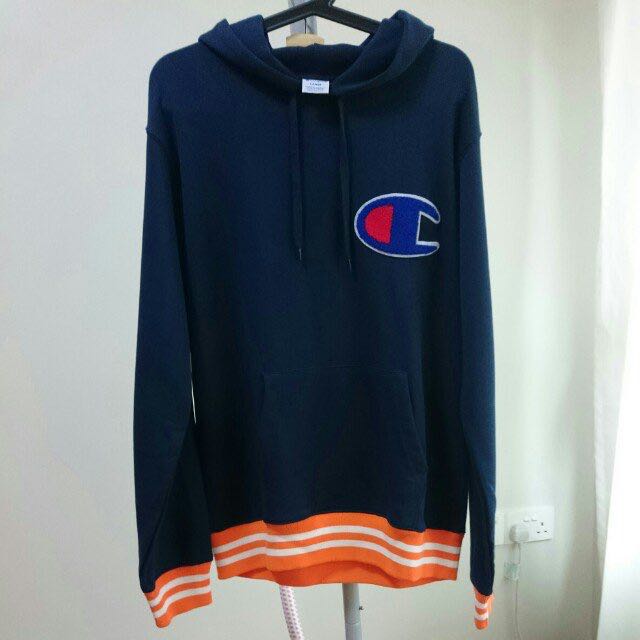 orange and blue champion hoodie