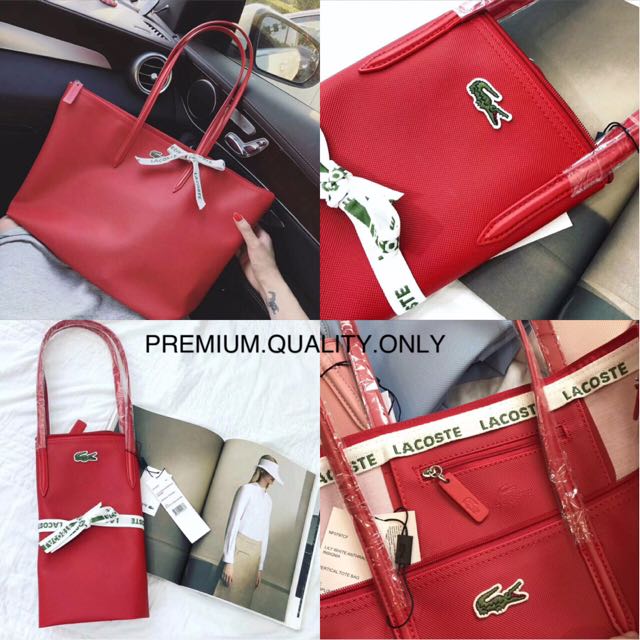 Lacoste zipper Tote bag, Luxury, Bags & Wallets on Carousell