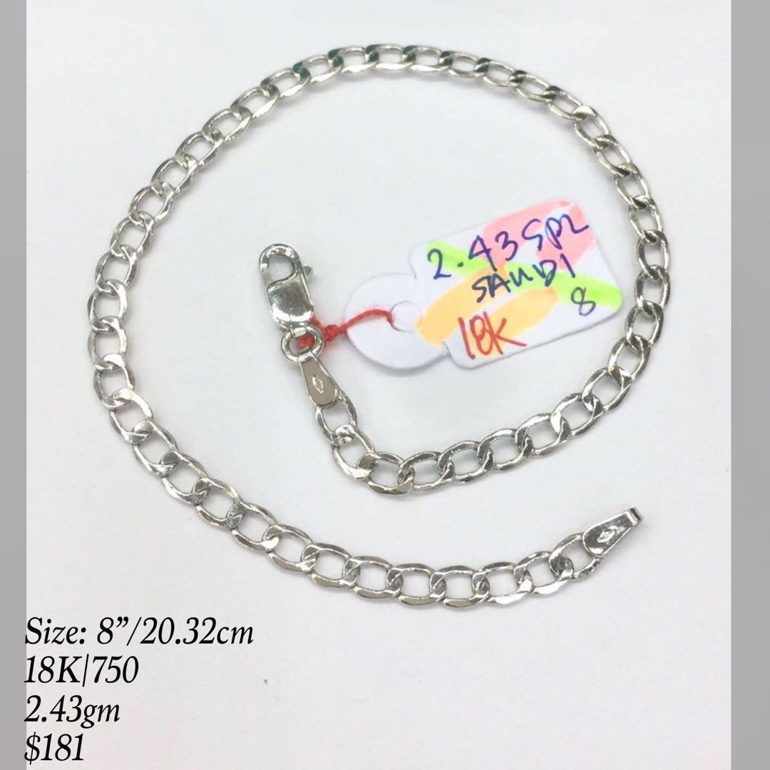 Men s White Gold Bracelets 18K Gold Men s Fashion Watches Accessories Jewelry on Carousell