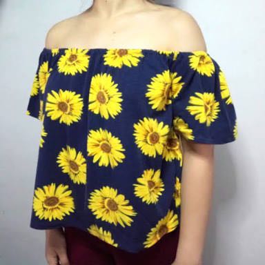 Sunflower off shoulder shirt, Women's 