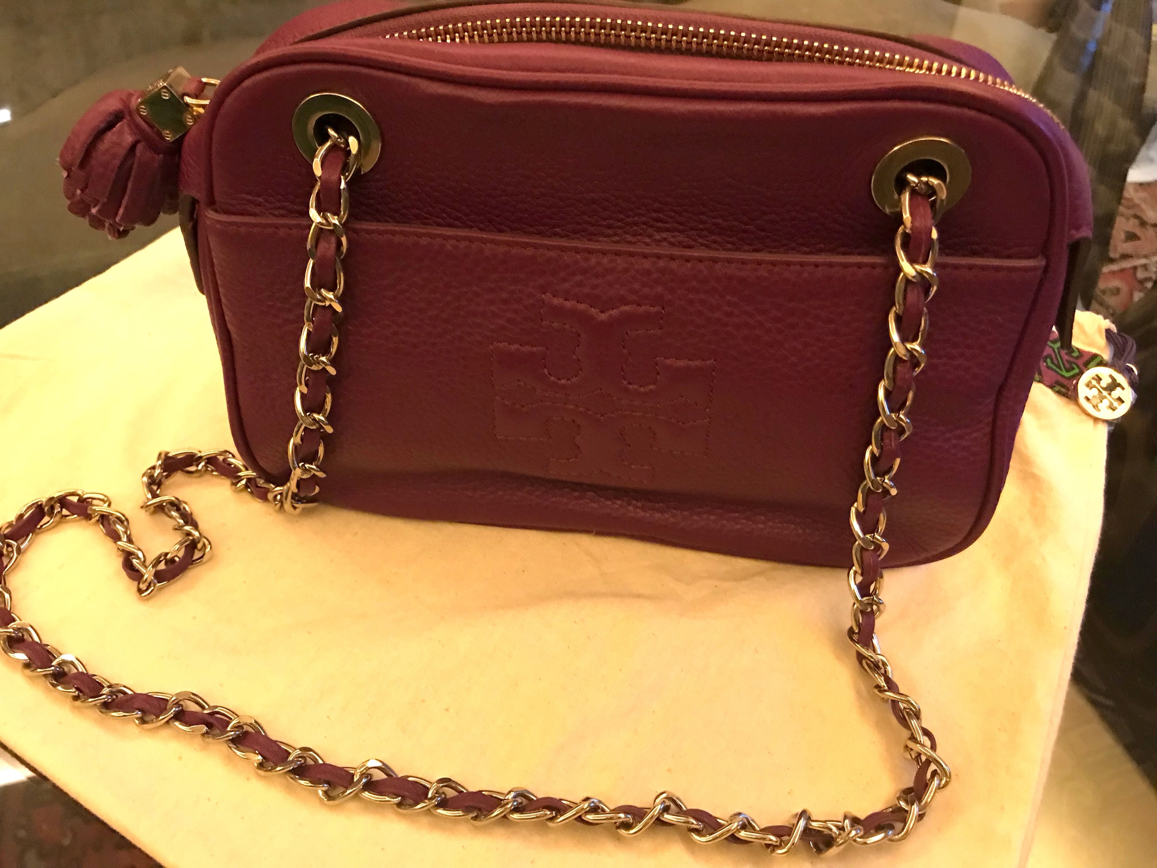 Tory Burch Brown Thea Chain Leather Crossbody Bag