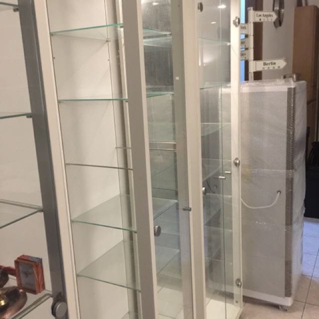Vhive white glass display cabinet Furniture Home Living