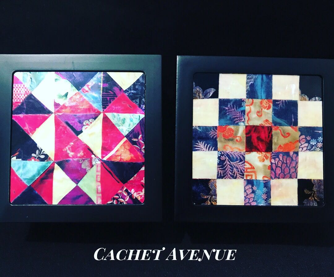 Wooden Box With Mother Of Pearl Cover Triangle Design Luxury