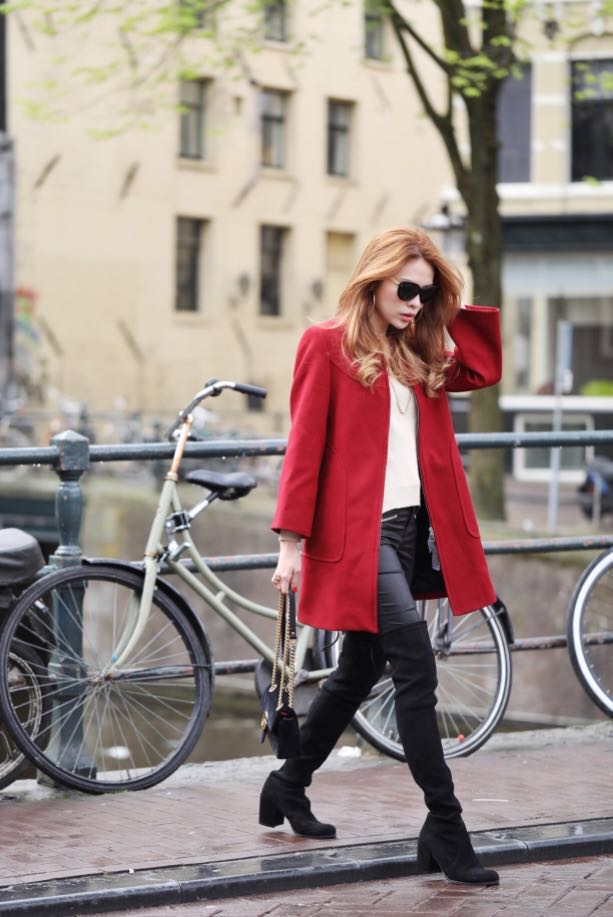 Zara coat red on sale