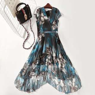 Blue long Floral Dress