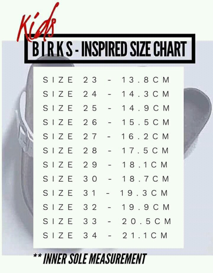 birkenstock size chart in cm