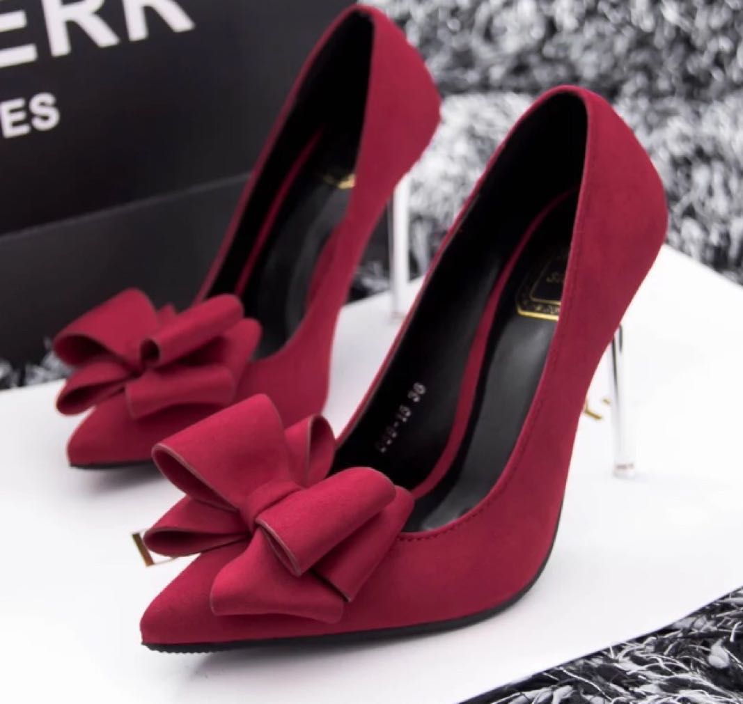 wine red high heels
