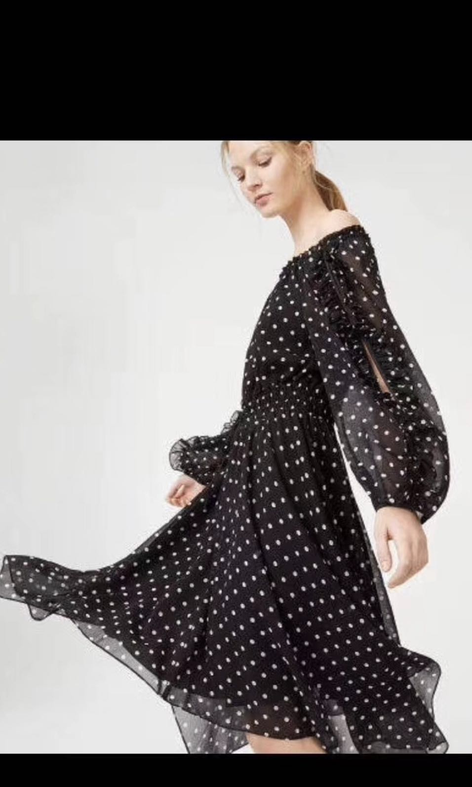 BNWT Club Monaco Off Shoulder Polka Dot Dress Women s Fashion