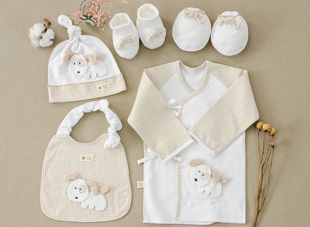 Diy Dog Newborn Full Set Baby Clothes Hat Mittens Booties