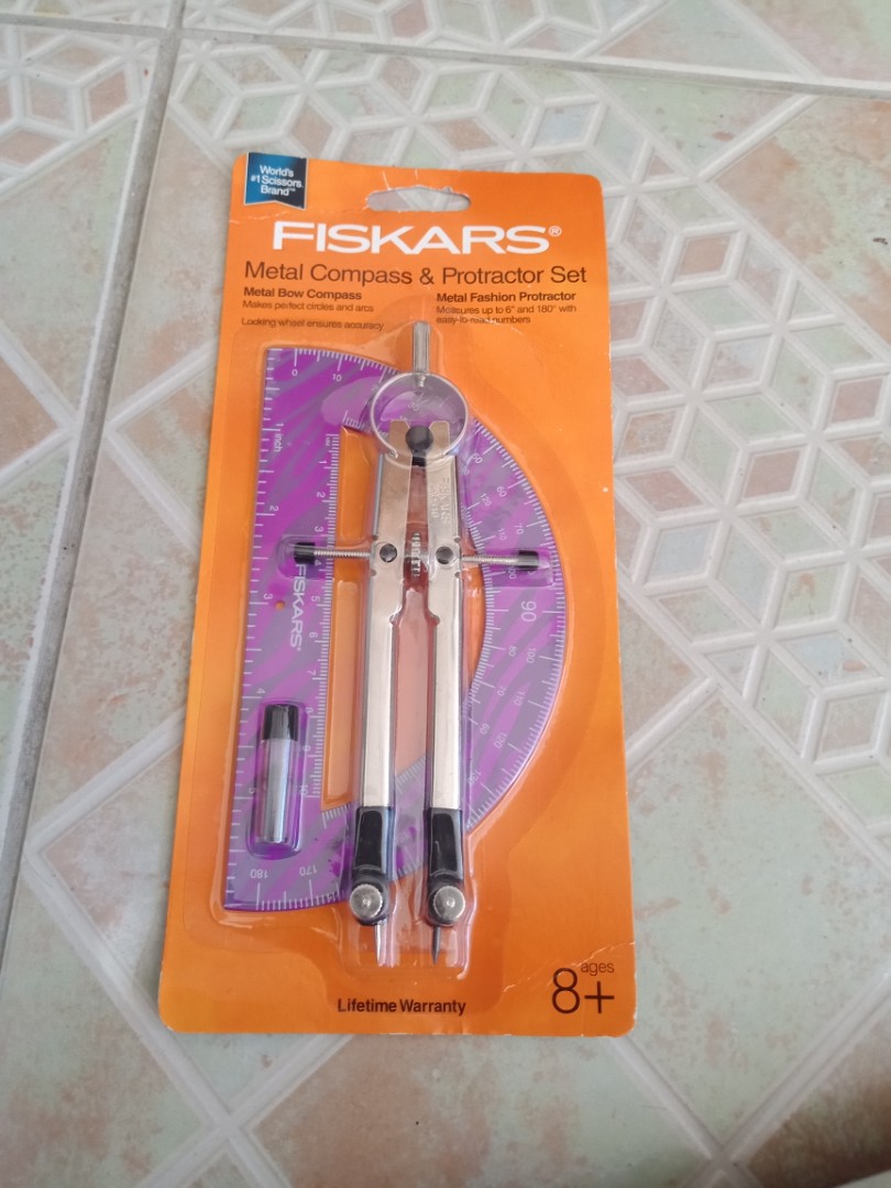 Fiskars Metal Compass & Protractor Set, Hobbies & Toys, Stationary