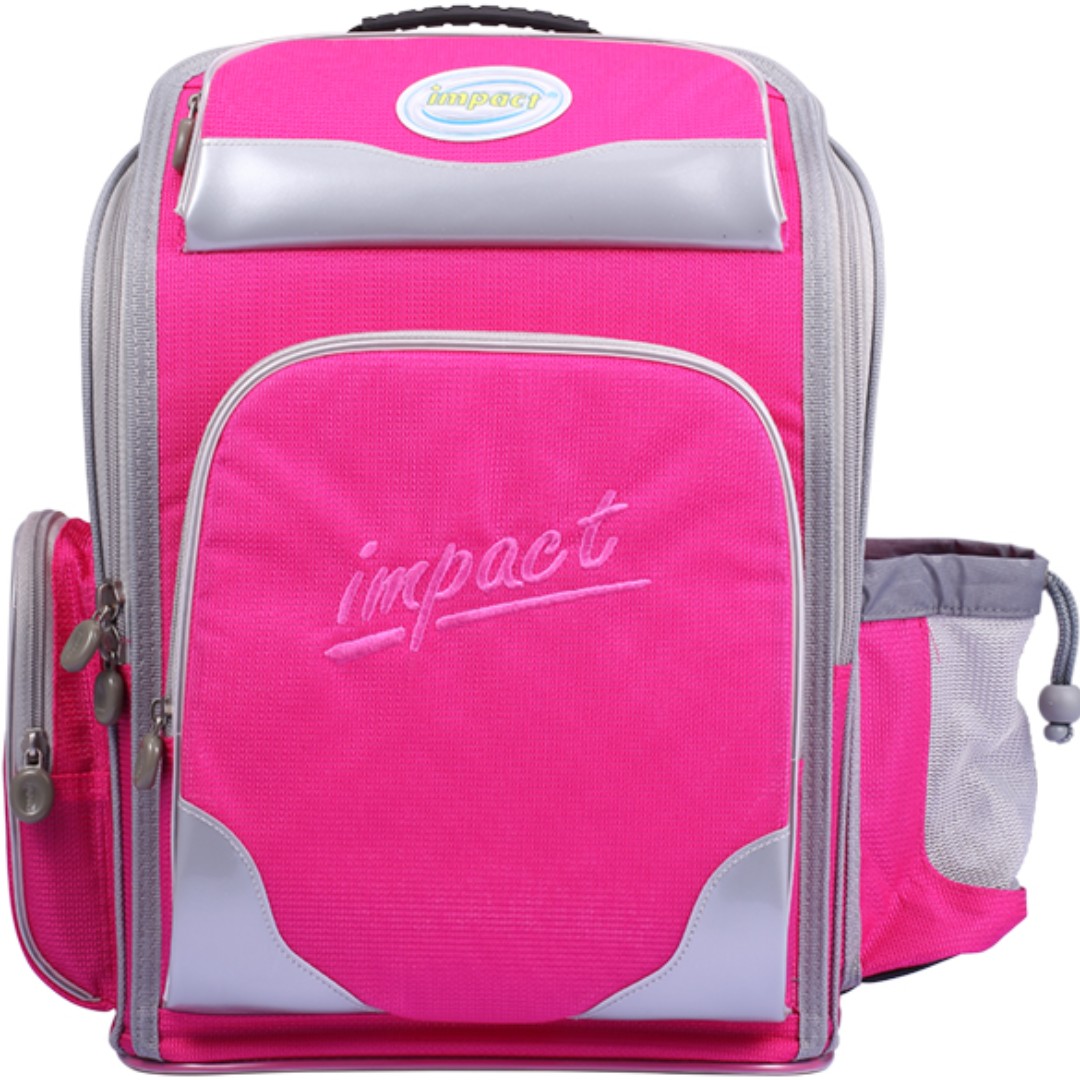 pink navy blue backpack