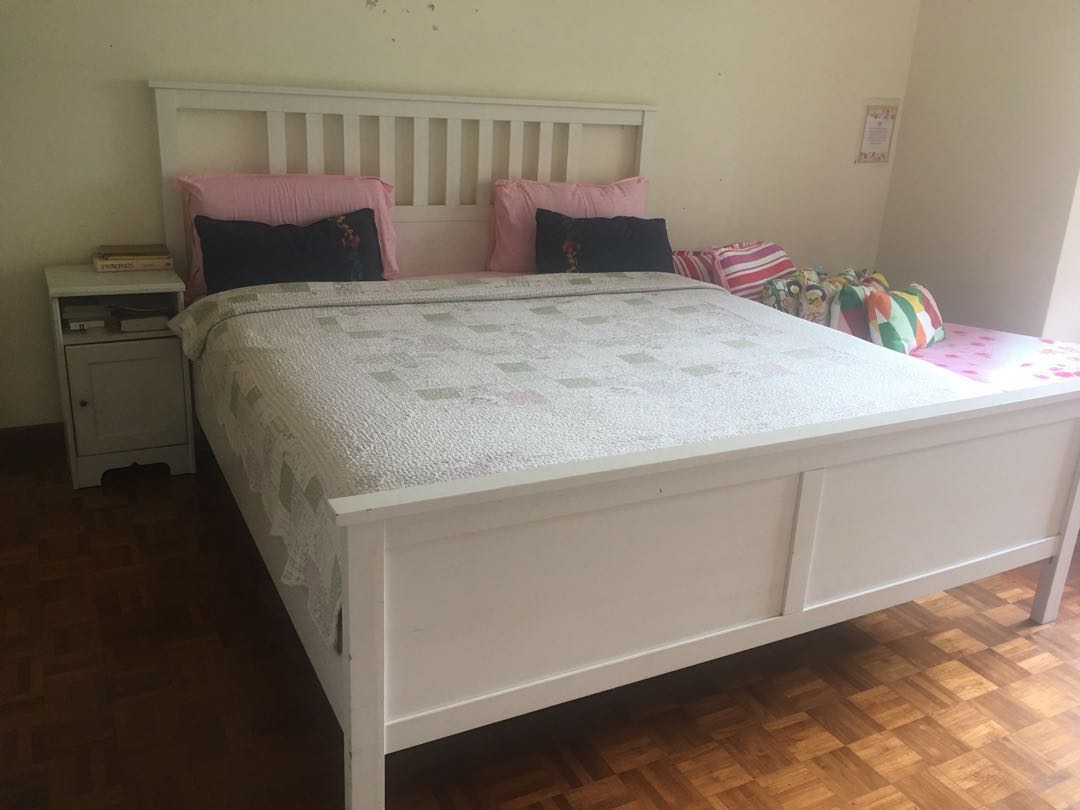 King Size Bed Frame Mattress Mattress Bedding 2 Free Side Tables Furniture Beds Mattresses On Carousell