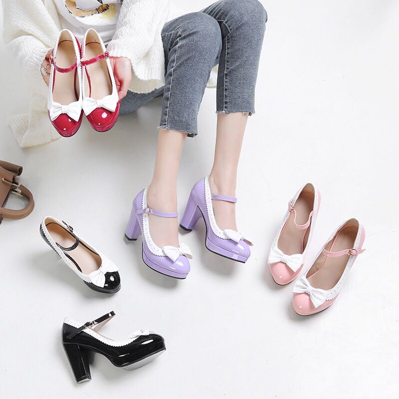 Mary Jane Heels With Bow Best Sale, 55 