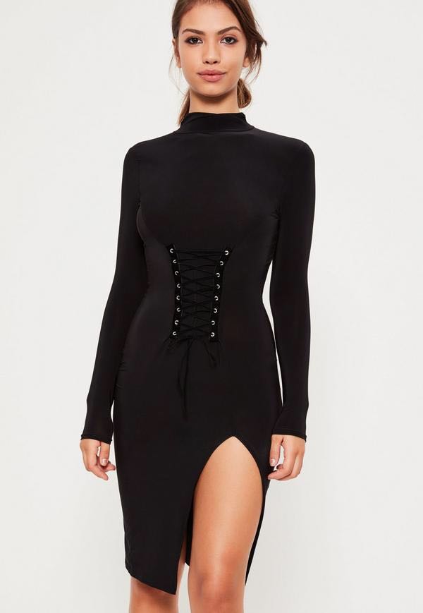Missguided black slinky dress sale