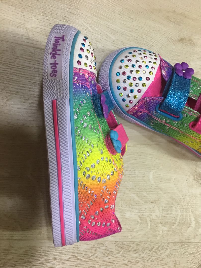 NEW Rainbow Twinkle Toes light up girl s shoes by Skechers