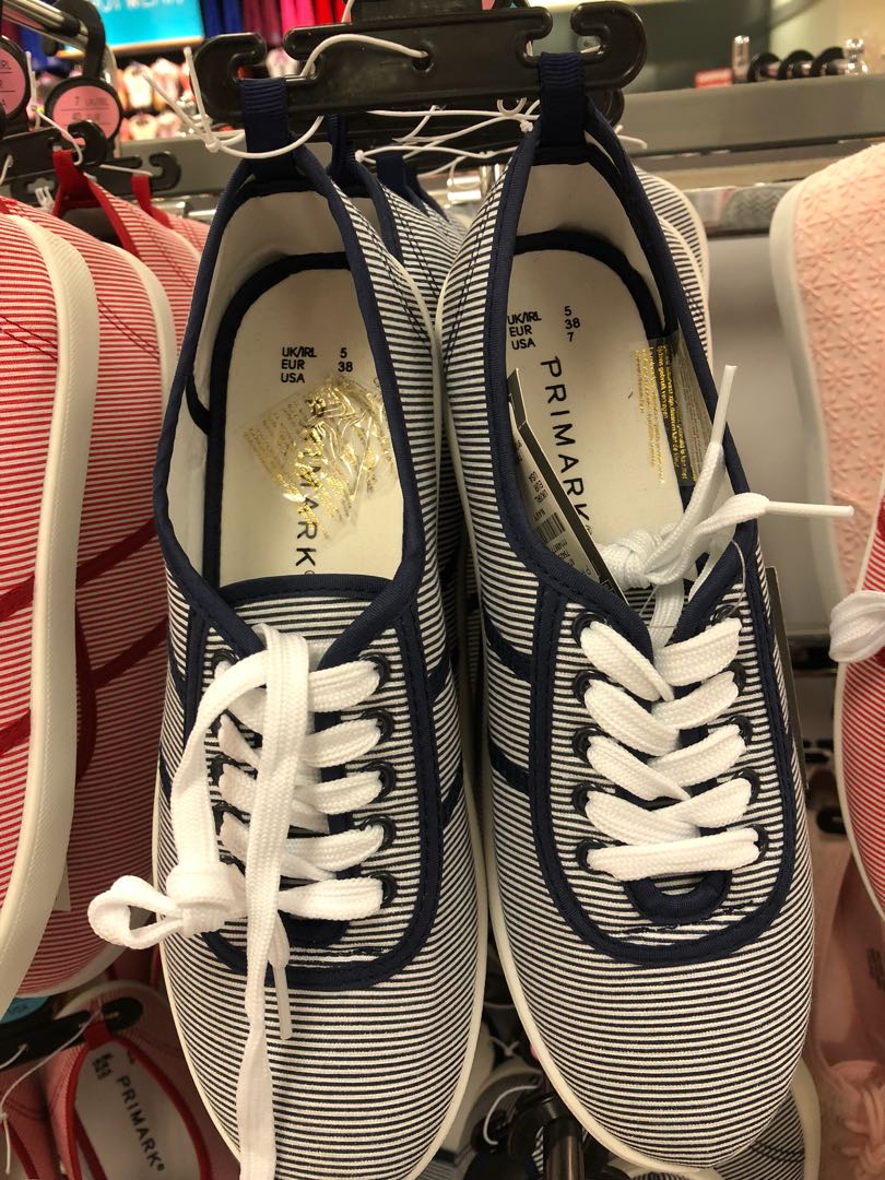 Striped navy summer shoes, Women's 