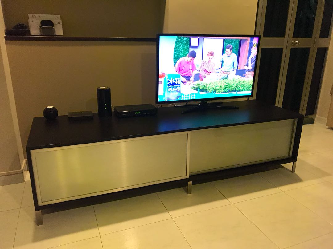 tv stand with frosted glass doors