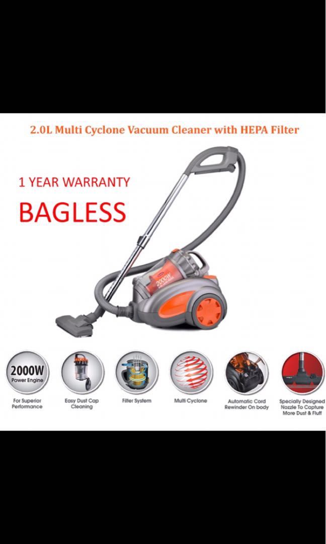 Vacuum Cleaner EVC 2006P Europace 2000W with HEPA Filter, TV & Home
