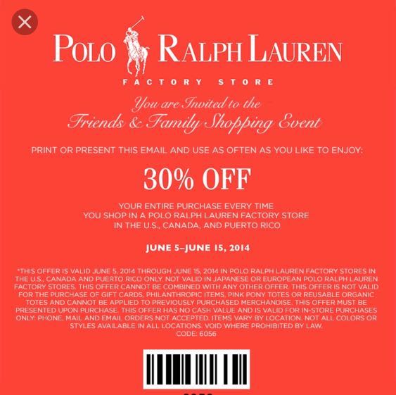 polo ralph lauren coupons in store