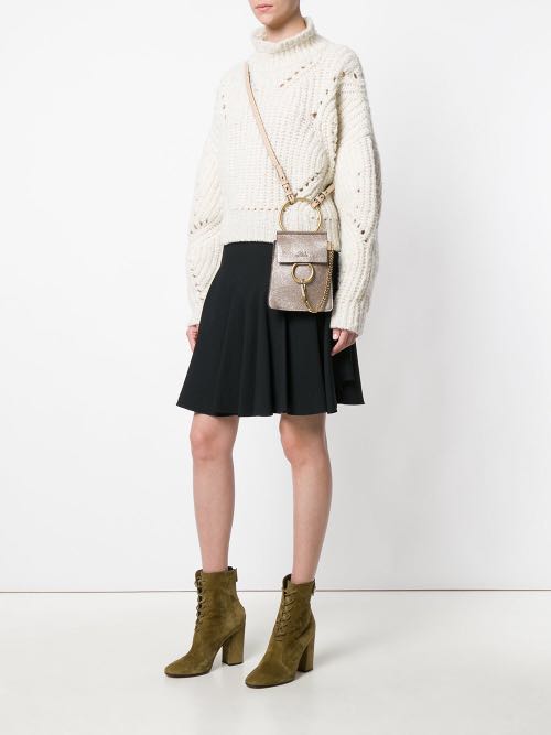 Faye small suede discount & leather bracelet bag