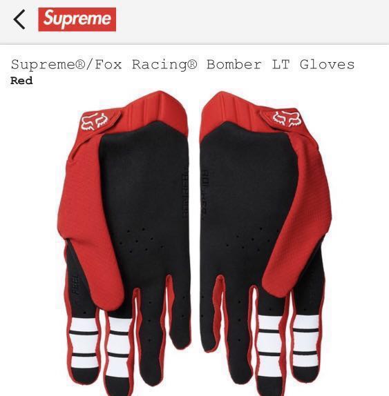 instock Supreme Fox Racing Bomber LT Gloves Red Small