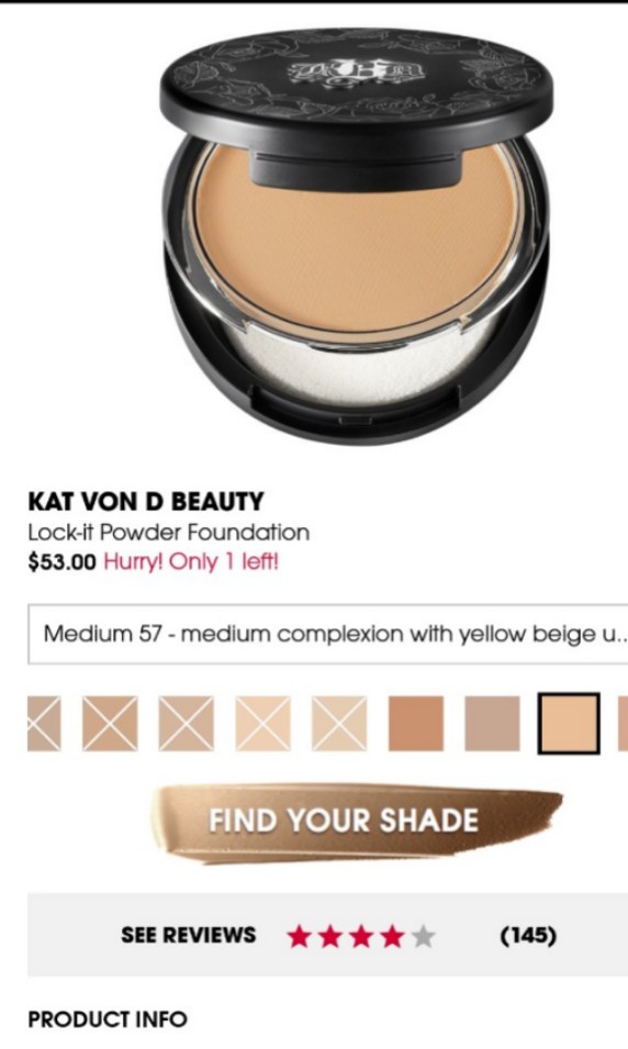 Kat Von D Lock It Powder Foundation Shade 57 Health Beauty Makeup On Carousell