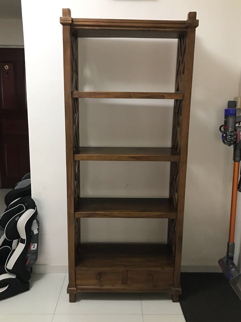 Teak wood Zigzag open rack display shelf, Furniture & Home Living ...