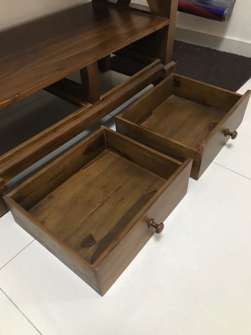 Teak wood Zigzag open rack display shelf, Furniture & Home Living ...