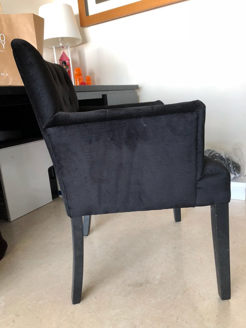 2 Black suede chairs for sale Both for 150 Furniture Home Living Furniture Chairs on Carousell