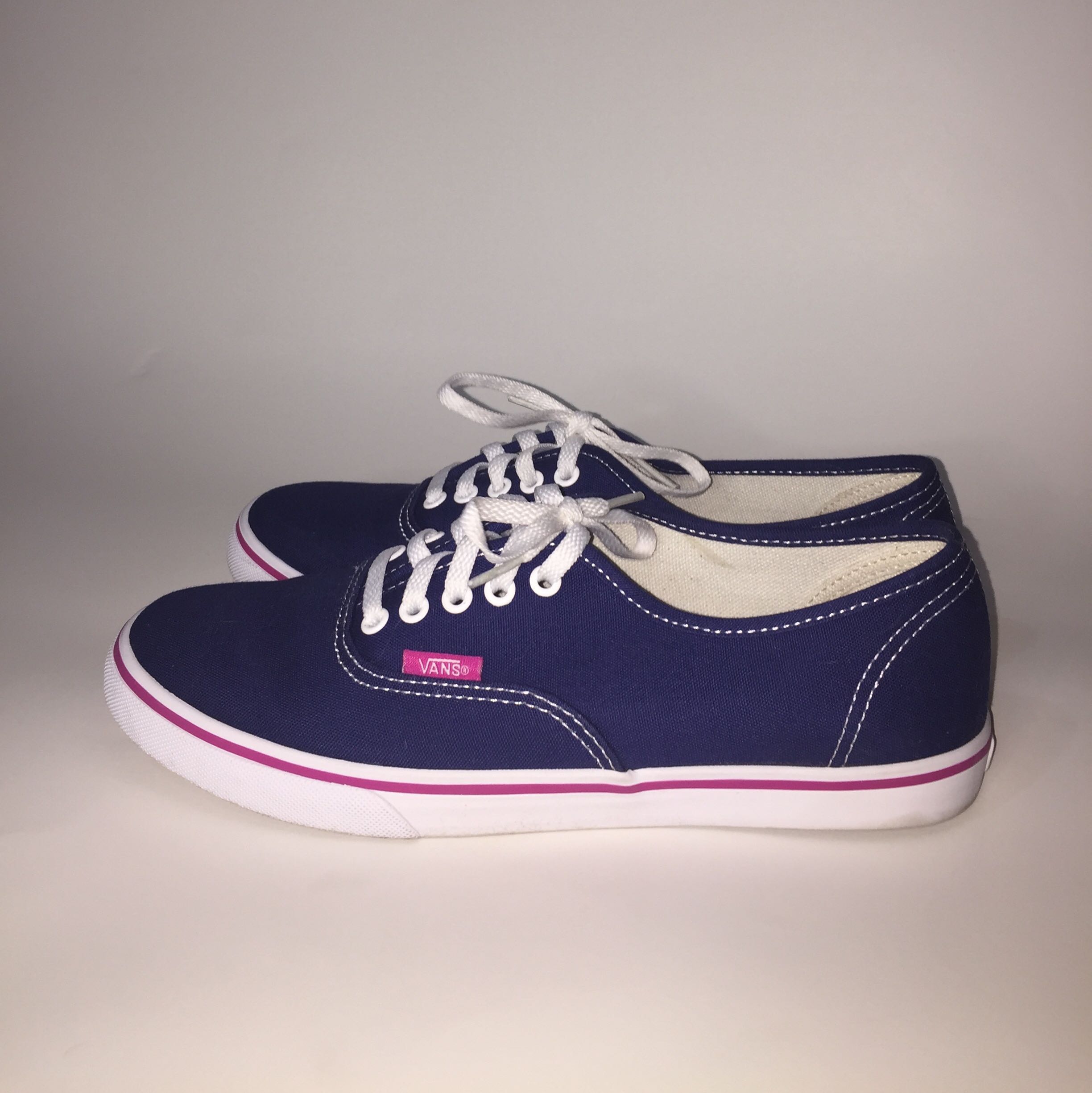 Authentic Vans Womens Canvas Shoes Navy Blue with Pink Accent Women s Fashion Footwear Sneakers on Carousell