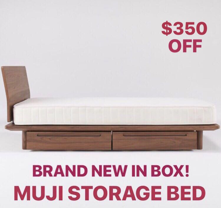 Brand New Muji Storage Bed Frame, Muji Queen Bed