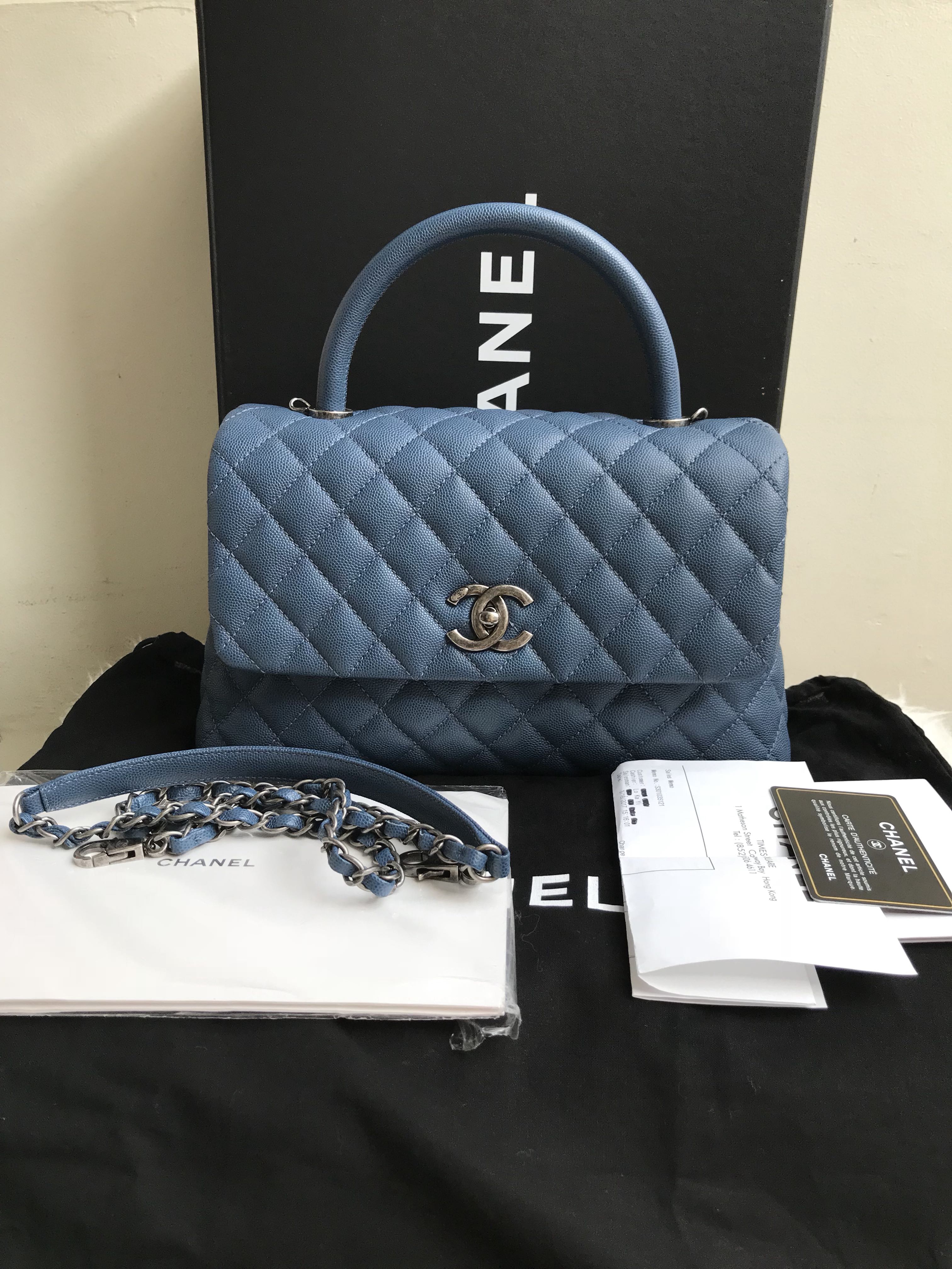 Chanel coco handle 28 cm blue caviar rhw#23, Luxury, Bags & Wallets on  Carousell