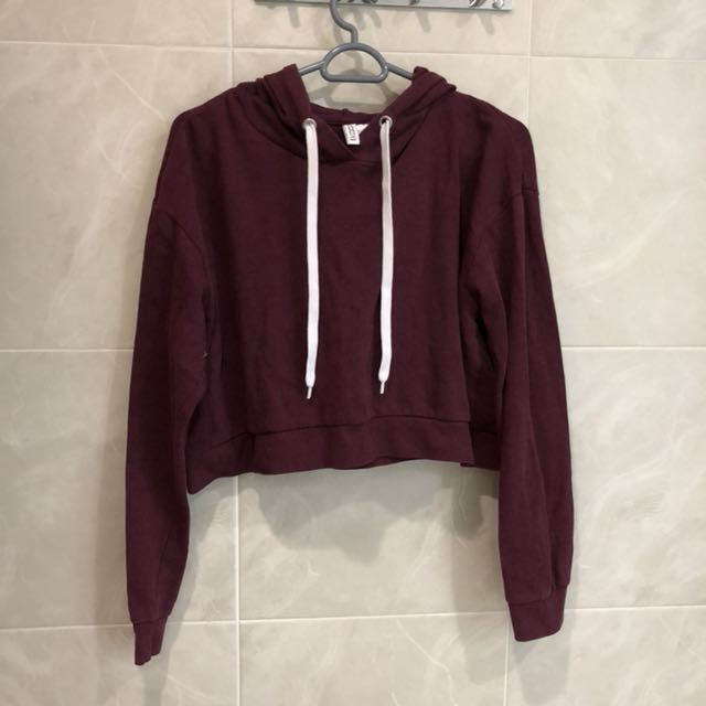 Maroon cropped hoodie hotsell