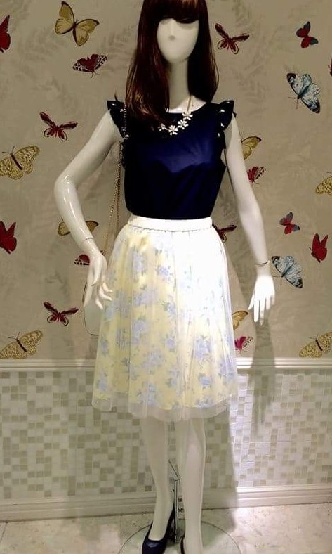 限量正品jill by jillstuart淡蓝玫瑰裙, womens fashion, skirt在